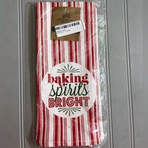 Serafina Home Baking Spirits Bright Kitchen Towel Set Of 3 Red White Festive